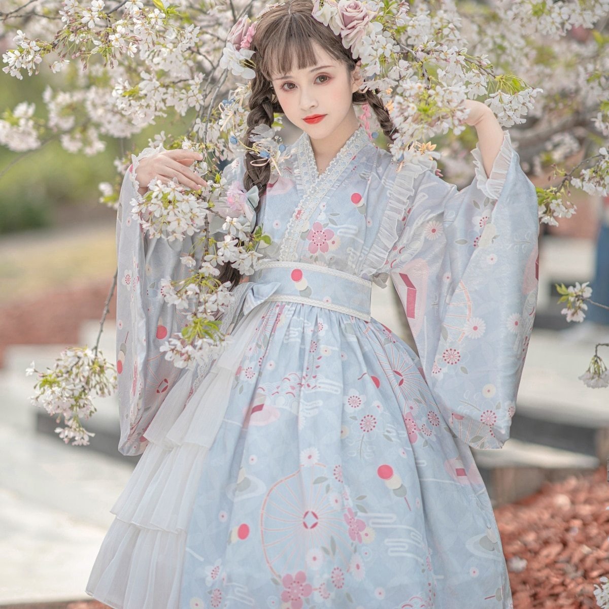 Sakura Kimono Lolita Dress - cherry blossom, china, chinese, dress, dresses