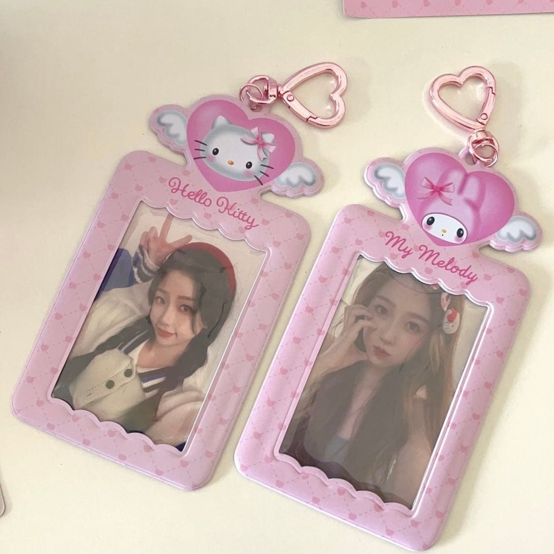 Photocard Angel Keychain Holder Kpop Heart