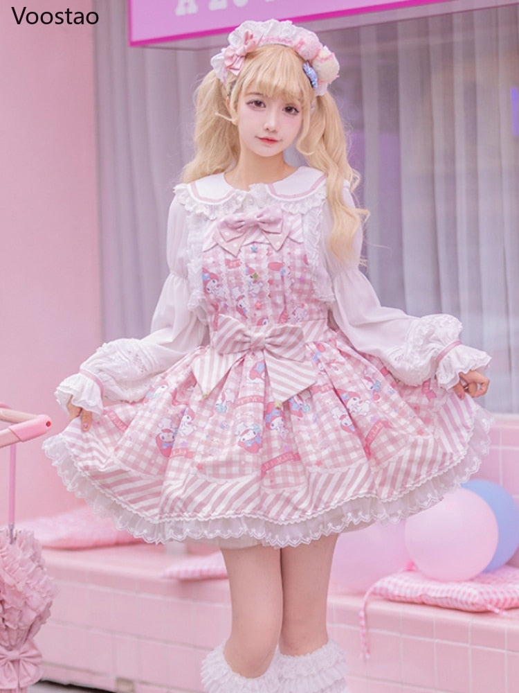 Sanrio Lolita Dress - babydoll, black dress, cinnamoroll, dresses, jsk