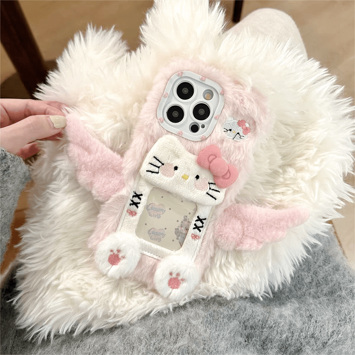 Kawaii Plüsch Flügel Kitty Fotorahmen iPhone-Hülle