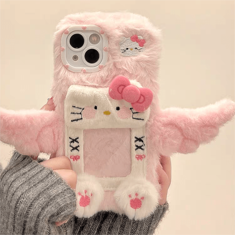 Kawaii Plüsch Flügel Kitty Fotorahmen iPhone-Hülle