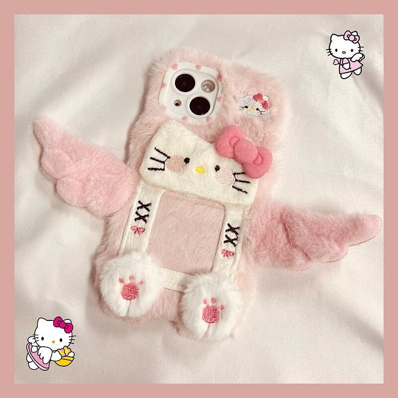 Kawaii Plüsch Flügel Kitty Fotorahmen iPhone-Hülle