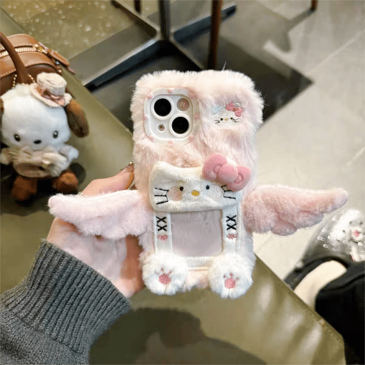Kawaii Plüsch Flügel Kitty Fotorahmen iPhone-Hülle