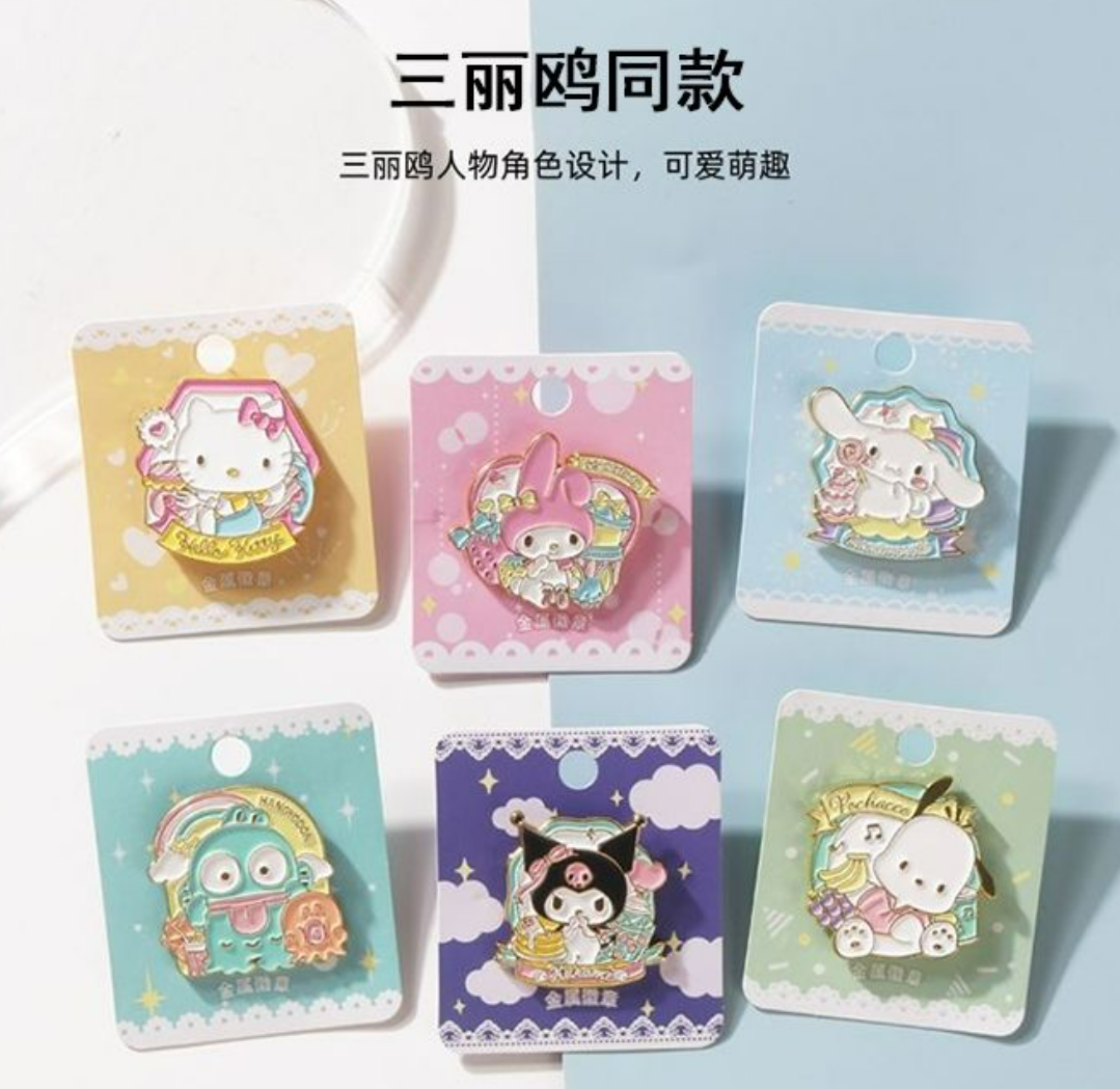 Cartoon Badge with Pendant Set