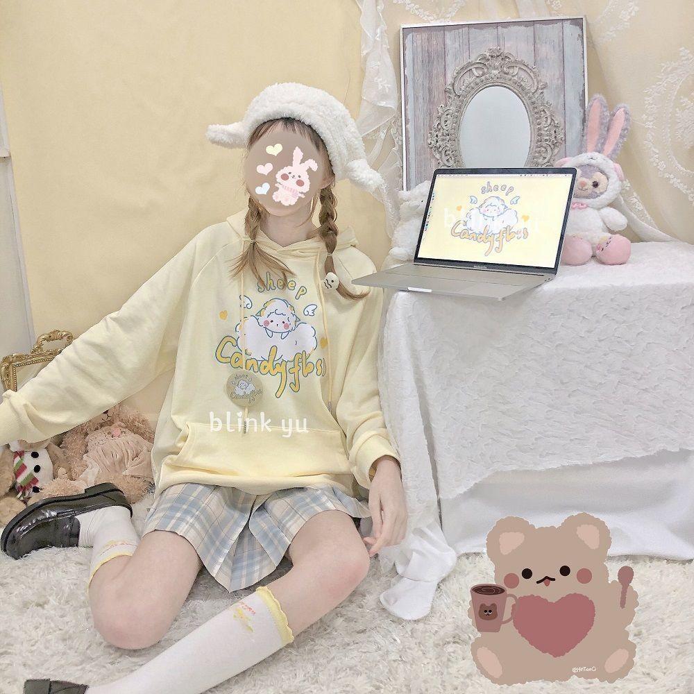 Sheep Candyfloss Hoodie - fairy kei, hooded, hoodie, hoodies, kawaii