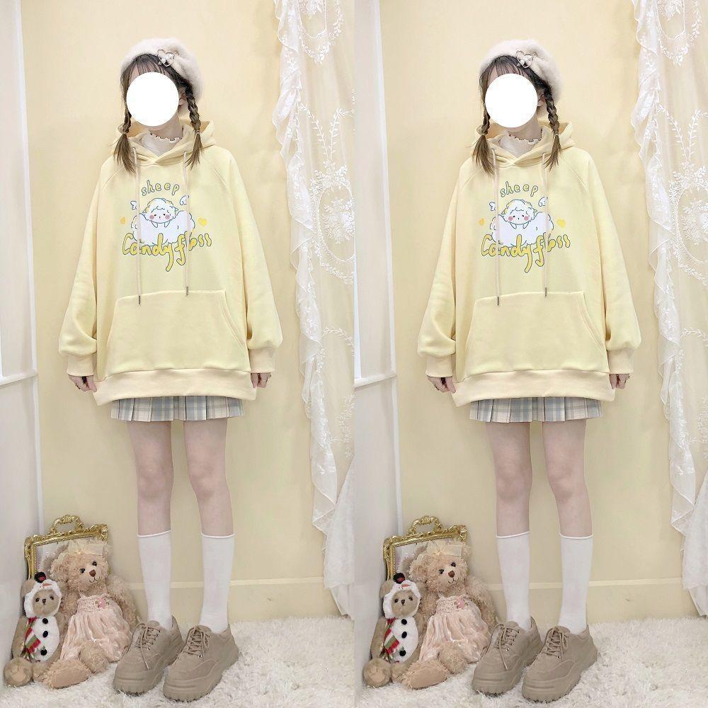 Sheep Candyfloss Hoodie - fairy kei, hooded, hoodie, hoodies, kawaii