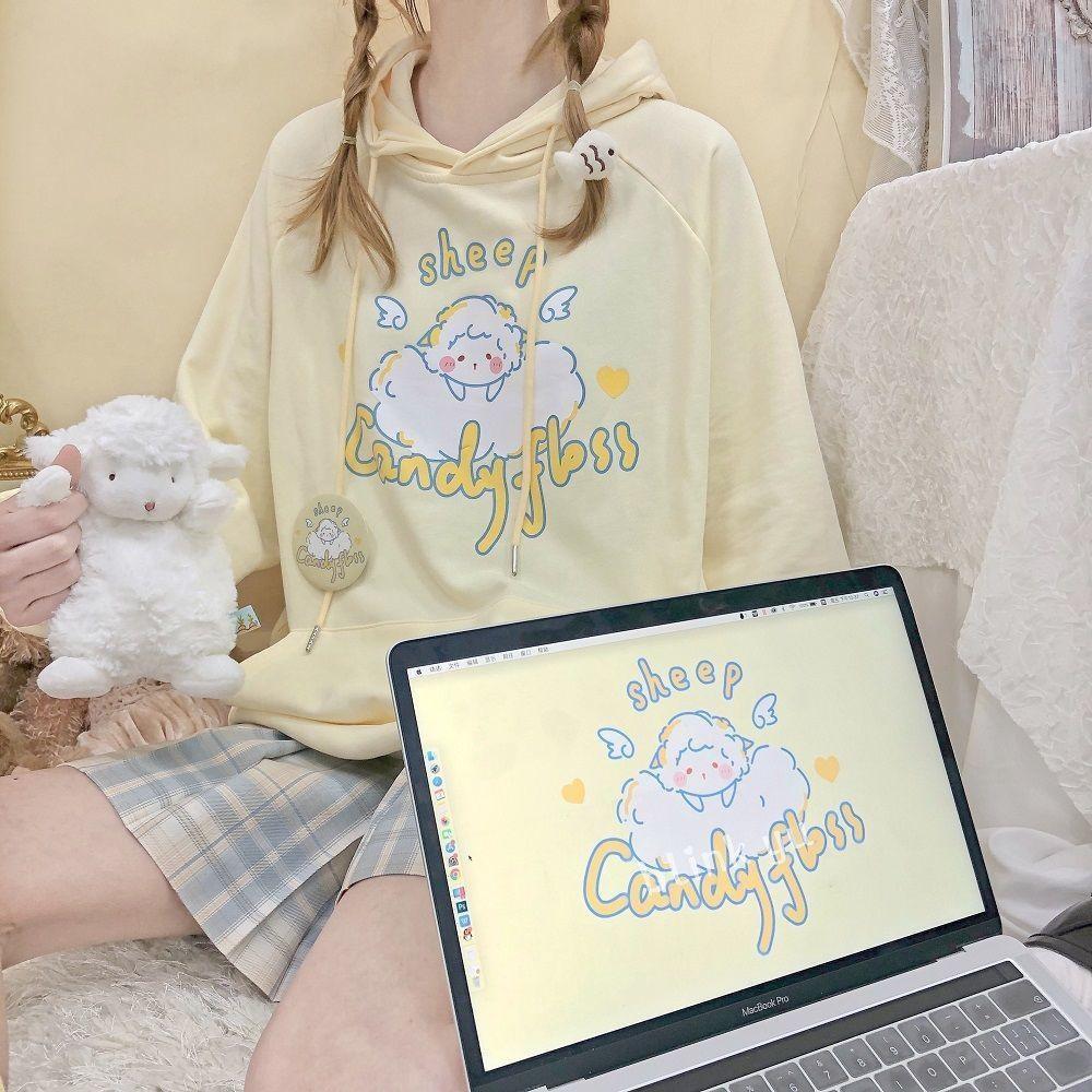 Sheep Candyfloss Hoodie - fairy kei, hooded, hoodie, hoodies, kawaii