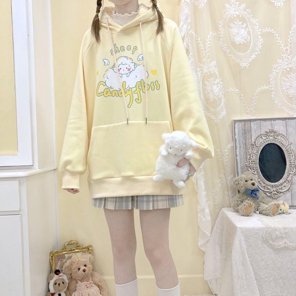 Sheep Candyfloss Hoodie - fairy kei, hooded, hoodie, hoodies, kawaii