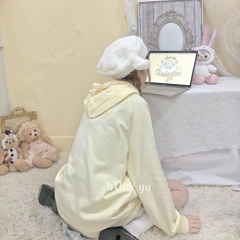 Sheep Candyfloss Hoodie - fairy kei, hooded, hoodie, hoodies, kawaii