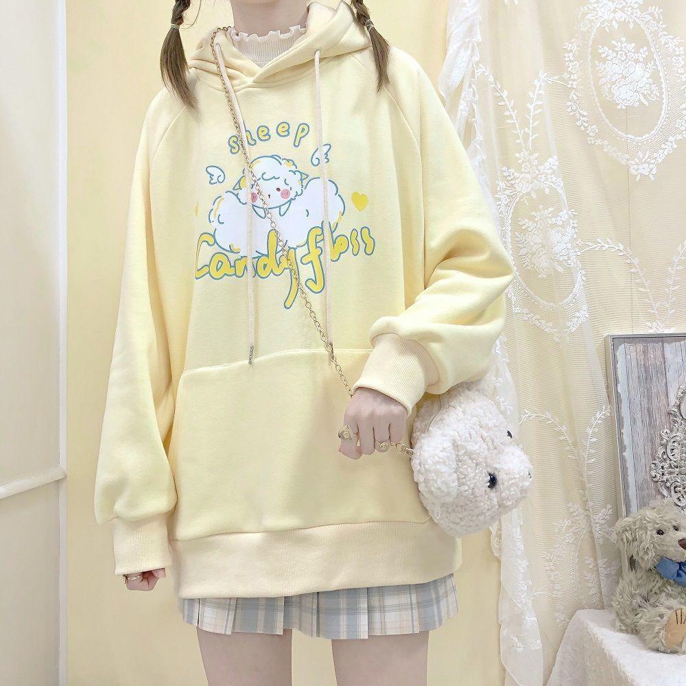 Sheep Candyfloss Hoodie - fairy kei, hooded, hoodie, hoodies, kawaii