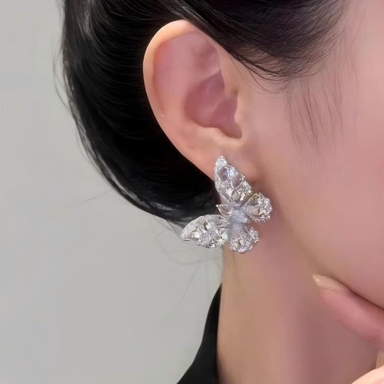 Sparkling Chunky Butterfly Stud Earrings