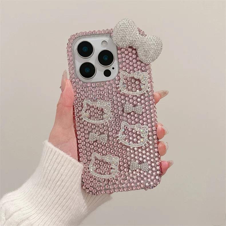 Sparkling Rhinestone Kitty iPhone Case With Crystal Chain