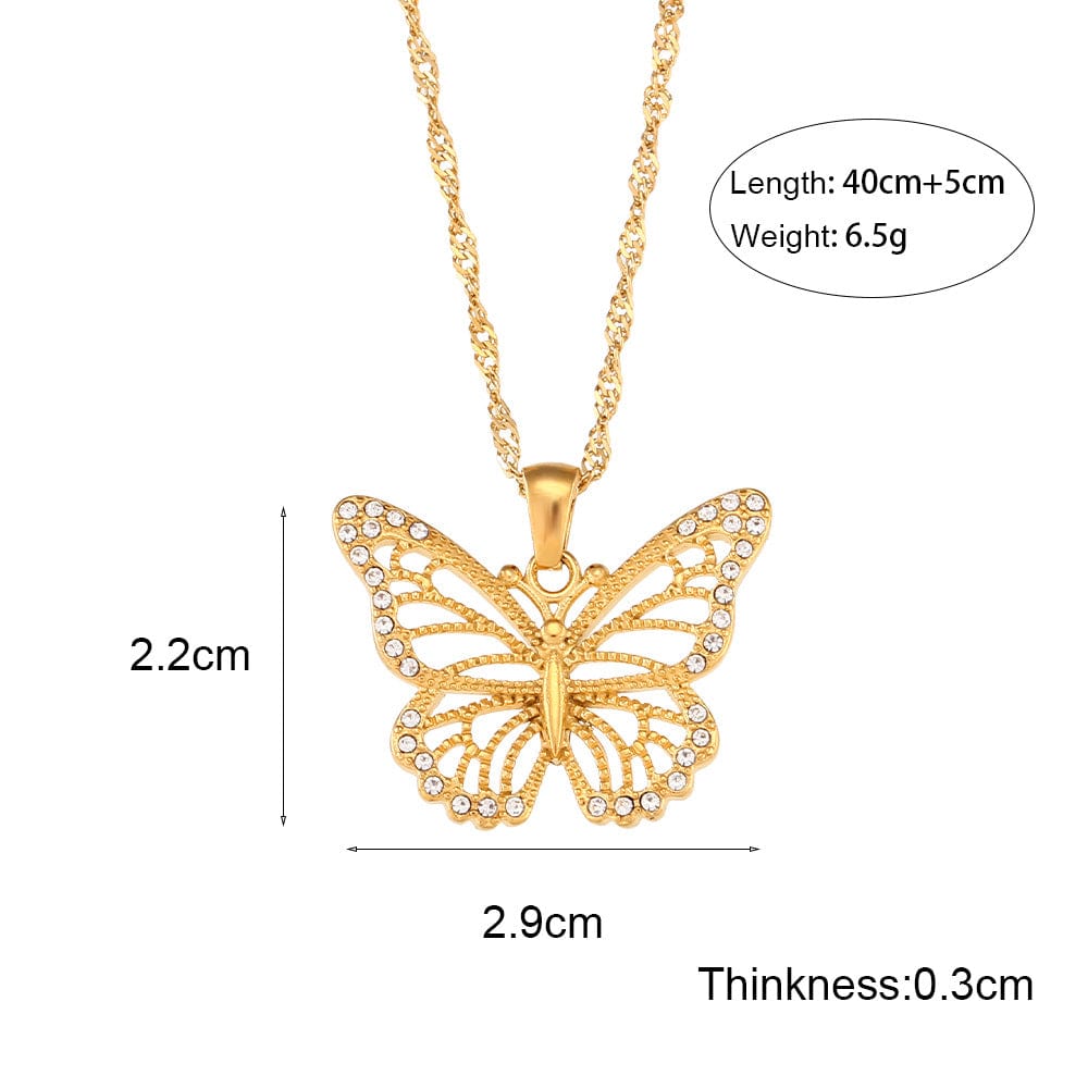 Gold Filled Hollowed-out Butterfly Chain Necklace