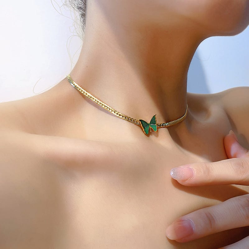 Stainless Steel Gold Plated Butterfly Necklace