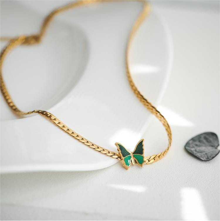 Stainless Steel Gold Plated Butterfly Necklace