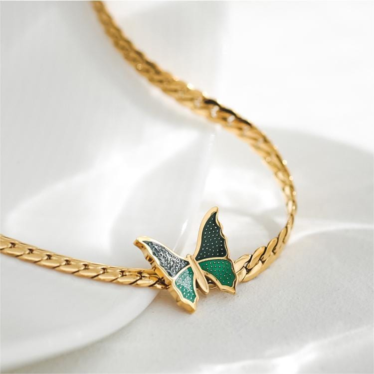 Stainless Steel Gold Plated Butterfly Necklace