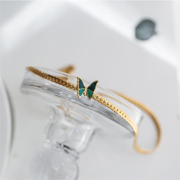 Stainless Steel Gold Plated Butterfly Necklace