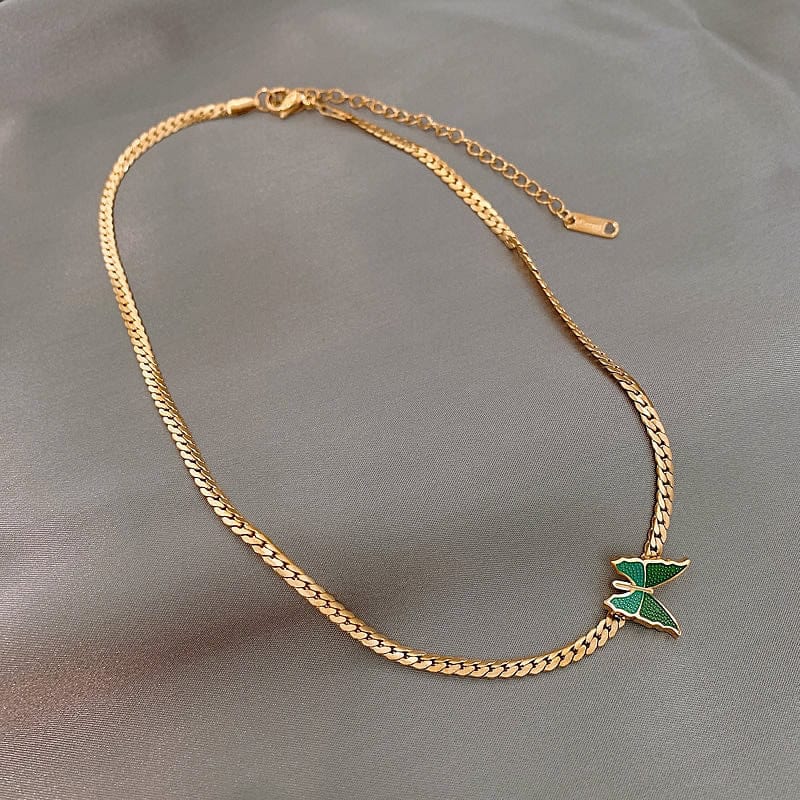 Stainless Steel Gold Plated Butterfly Necklace