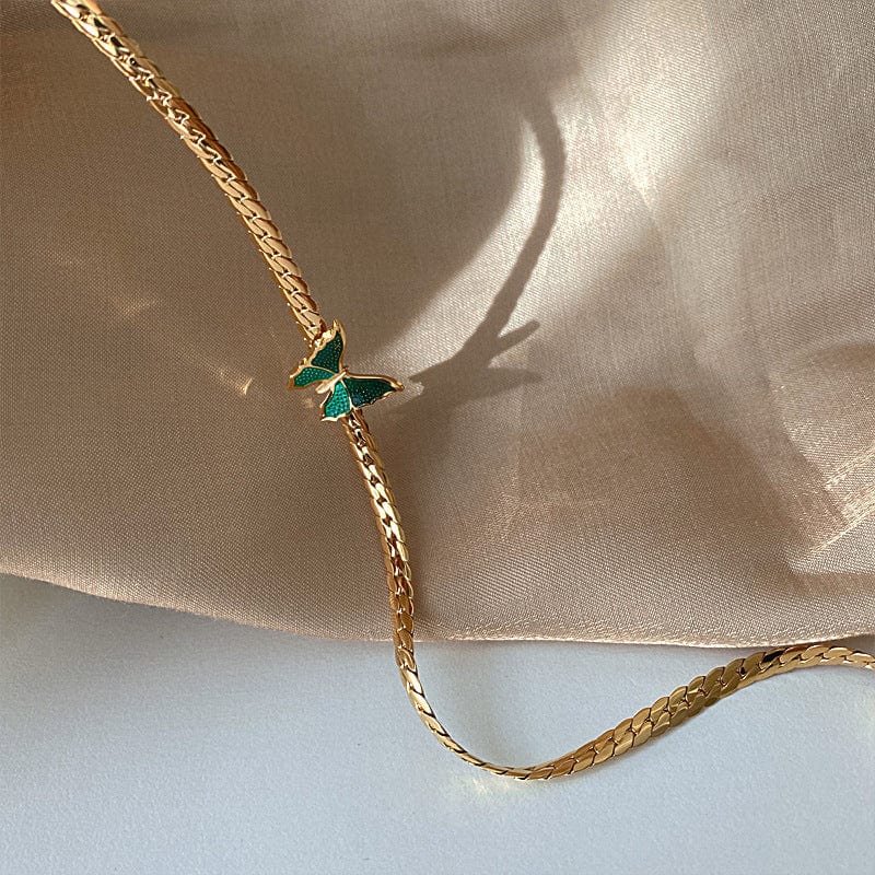 Stainless Steel Gold Plated Butterfly Necklace