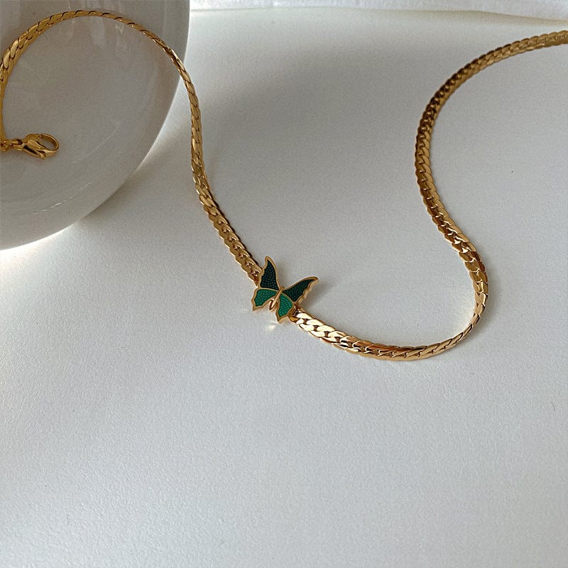 Stainless Steel Gold Plated Butterfly Necklace