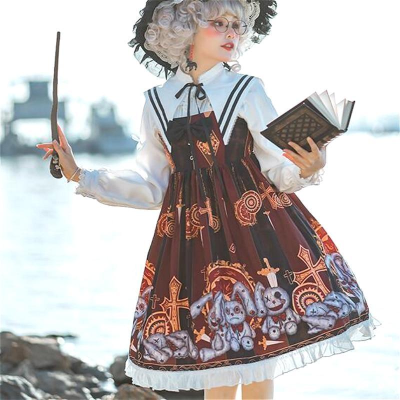 Steampunk Macabre Lolita Dress - brown dress, dresses, goth girl