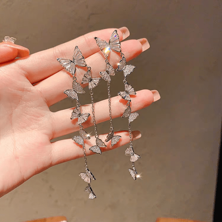 Boucles d'oreilles à pampilles en forme de papillon coloré