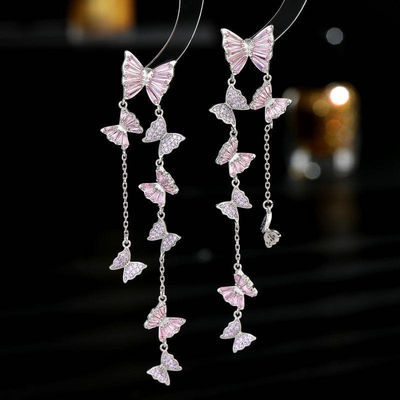 Boucles d'oreilles à pampilles en forme de papillon coloré