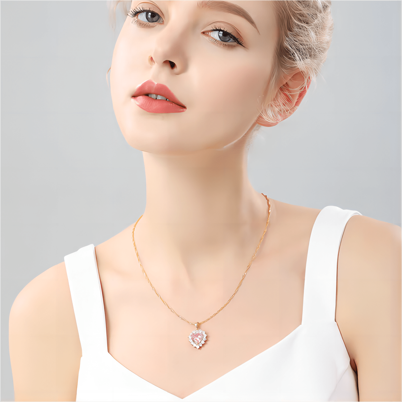 Charmant collier pendentif coeur en cristal