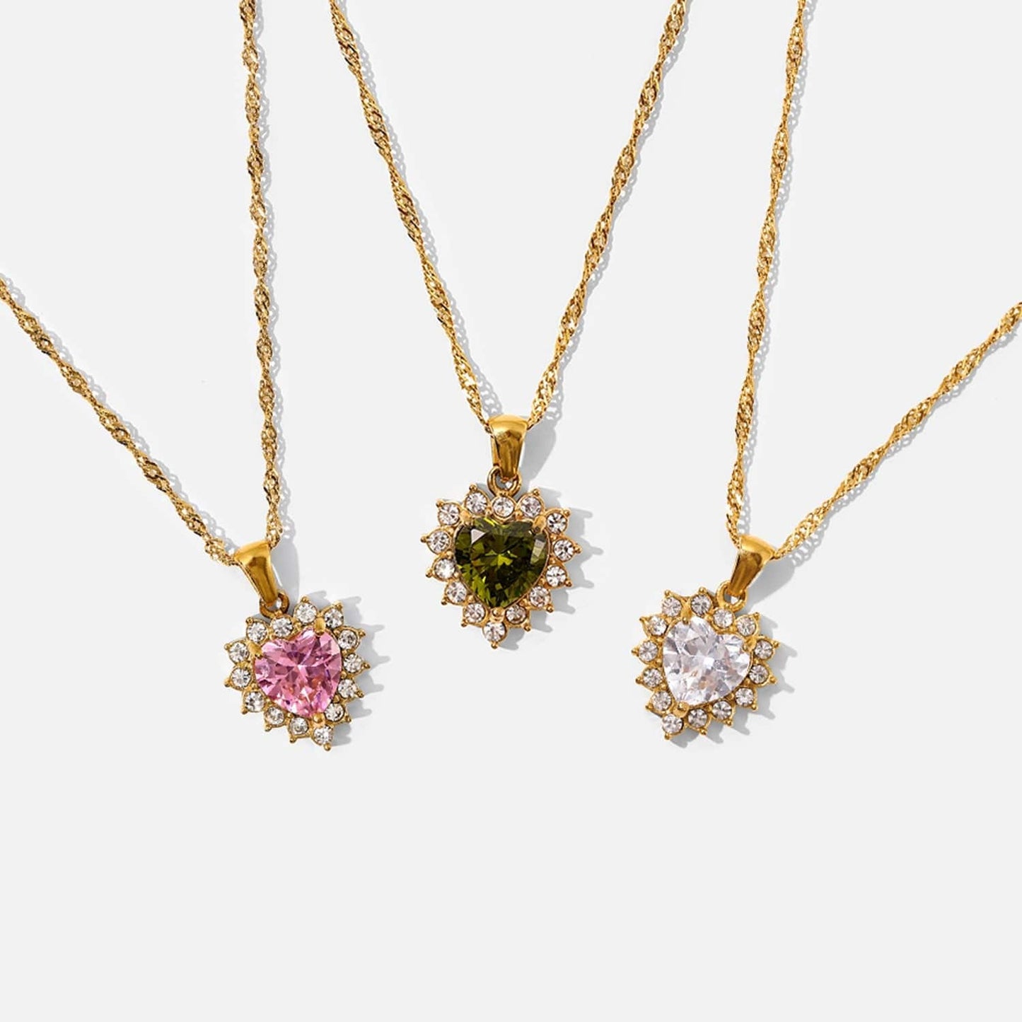 Charmant collier pendentif coeur en cristal