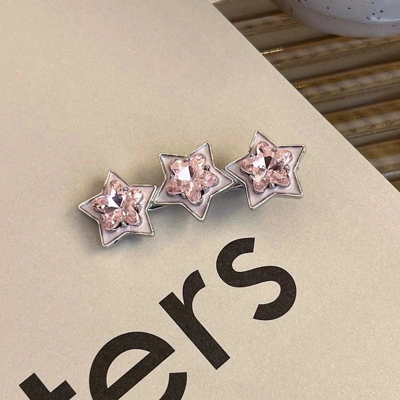 Enamel Crystal Clips Bowknot Set Hair Sweet Heart Star Inlaid