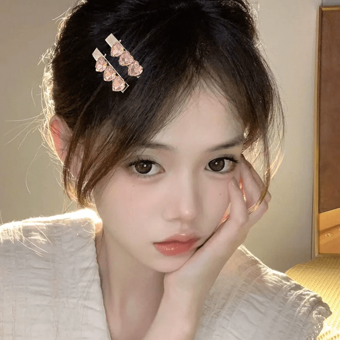 Enamel Crystal Clips Bowknot Set Hair Sweet Heart Star Inlaid