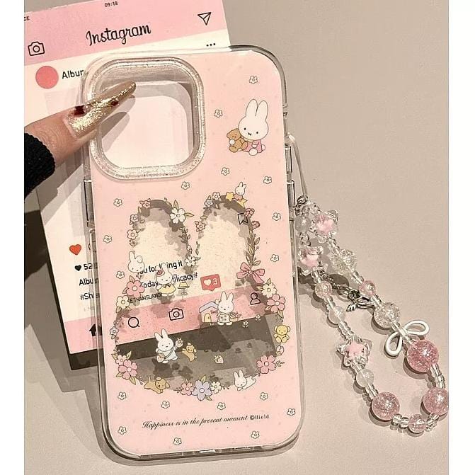 iPhone Case Sweet Lanyard Miffy With Flower