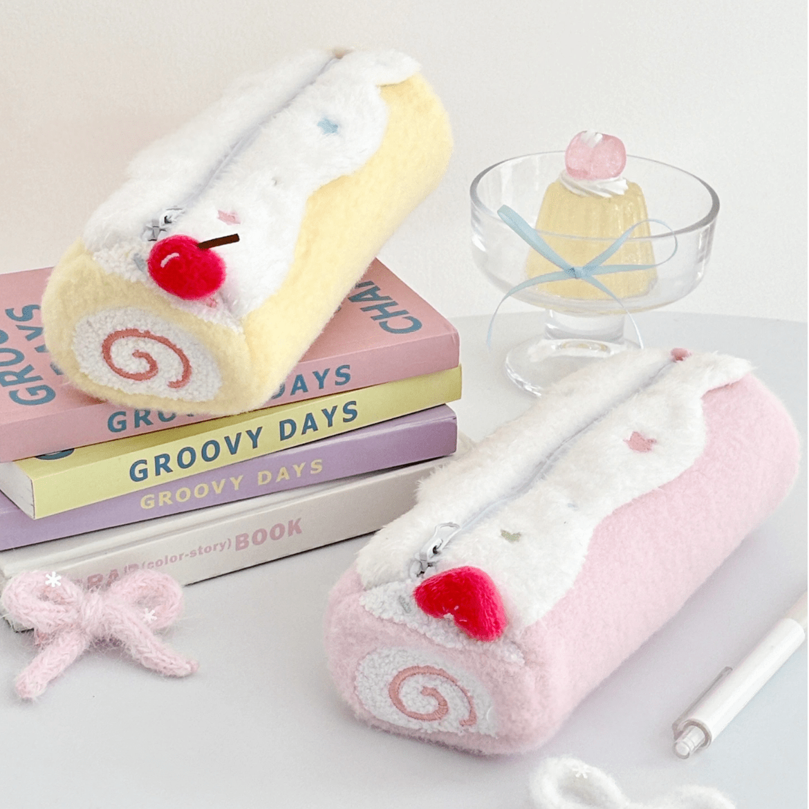 Roll Plush Strawberry Sweet Cake Pencil Case