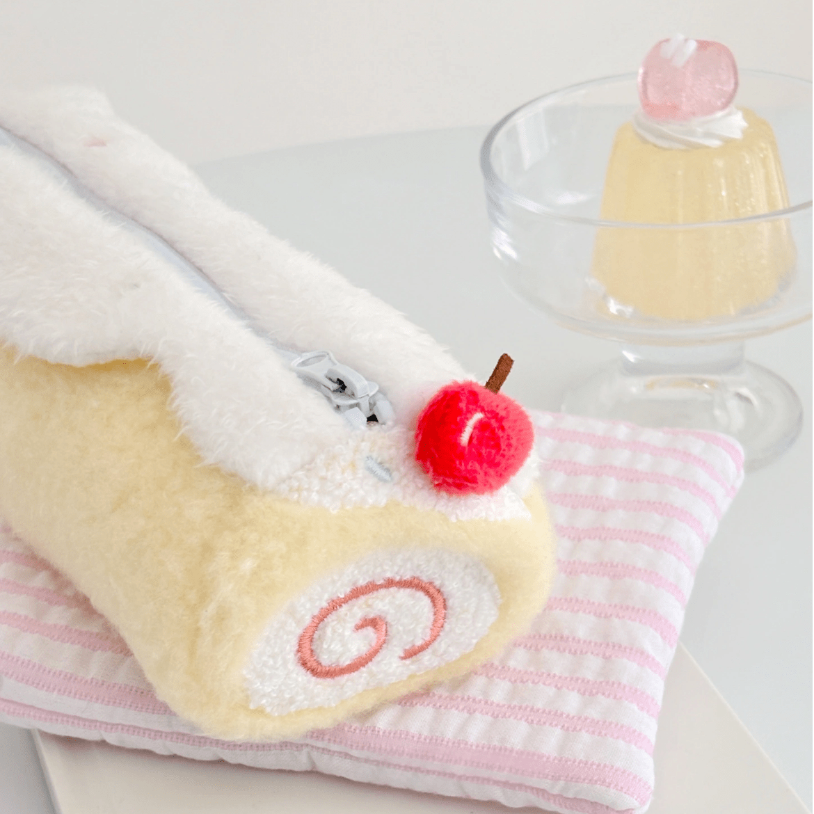 Roll Plush Strawberry Sweet Cake Pencil Case