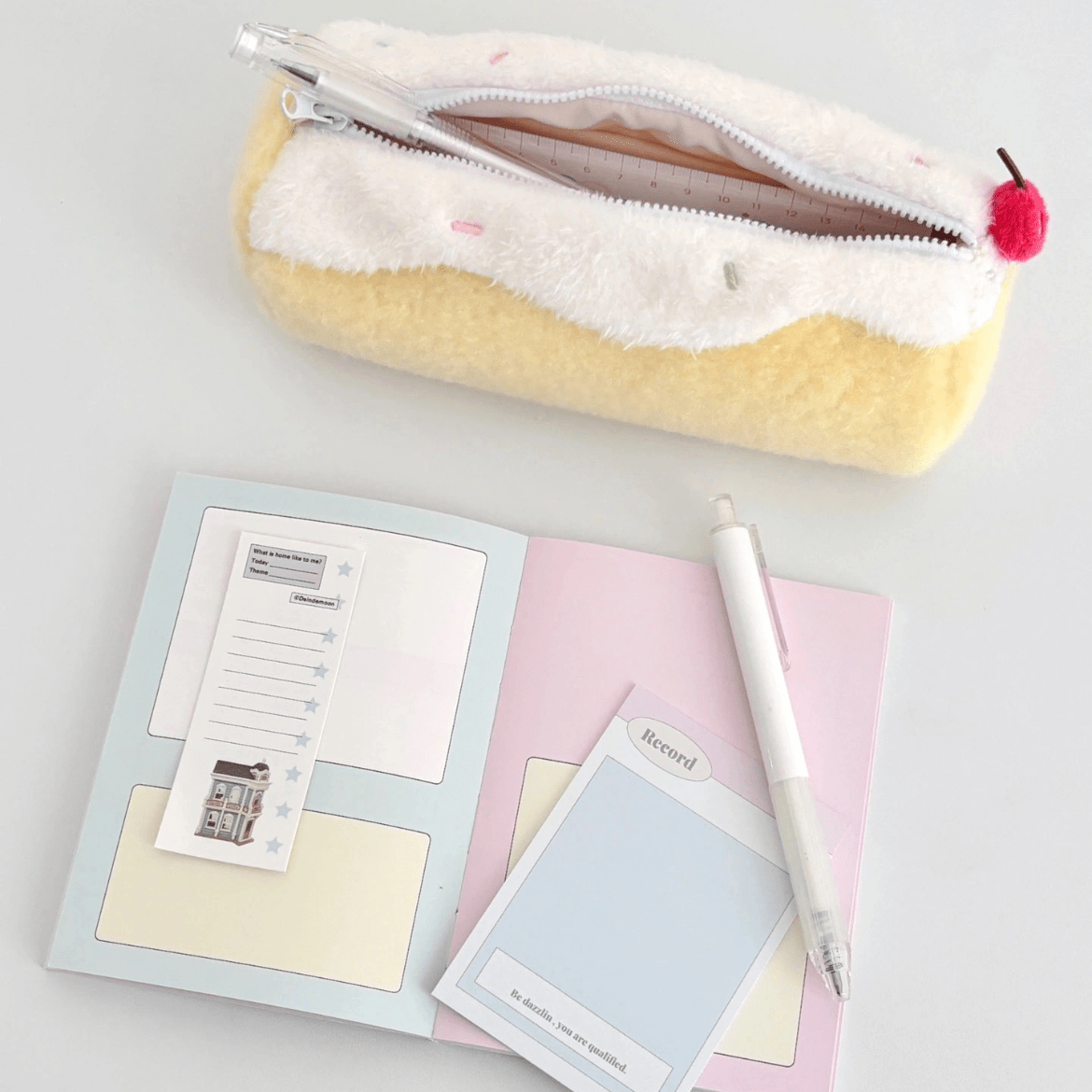 Roll Plush Strawberry Sweet Cake Pencil Case