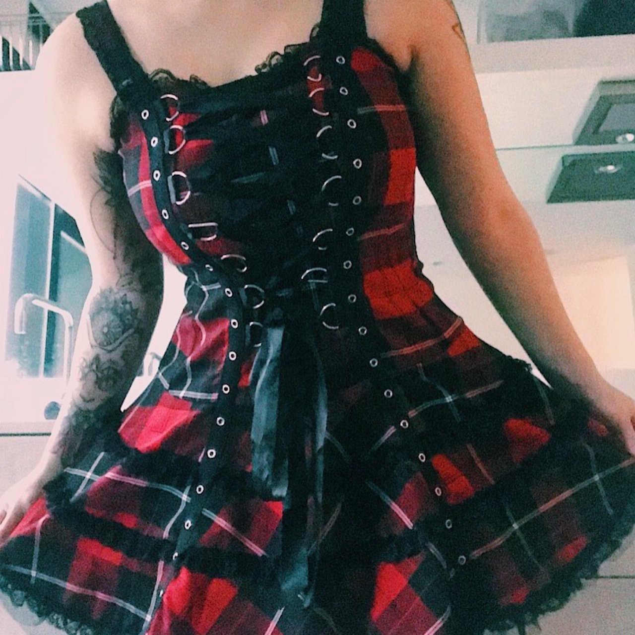 Tartan Pinup Dress - dress, dresses, goth, gothic, occult