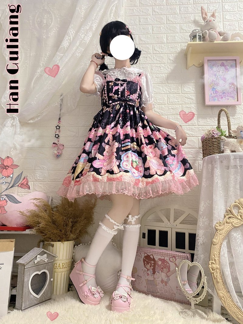Teddy Bear Bakery Lolita Dress - baked, baked goods, bakery, cupcakes, dress