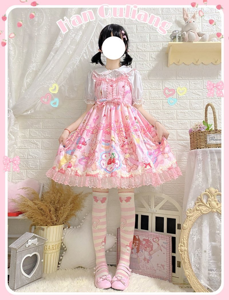 Teddy Bear Bakery Lolita Dress - baked, baked goods, bakery, cupcakes, dress