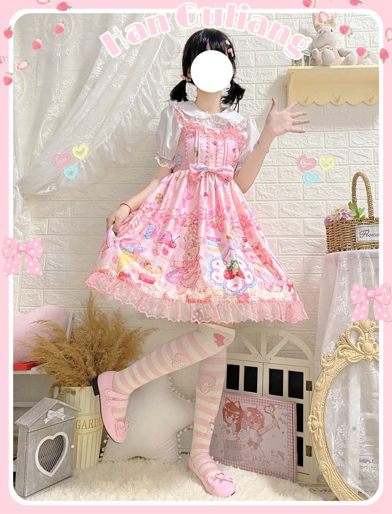 Teddy Bear Bakery Lolita Dress - baked, baked goods, bakery, cupcakes, dress