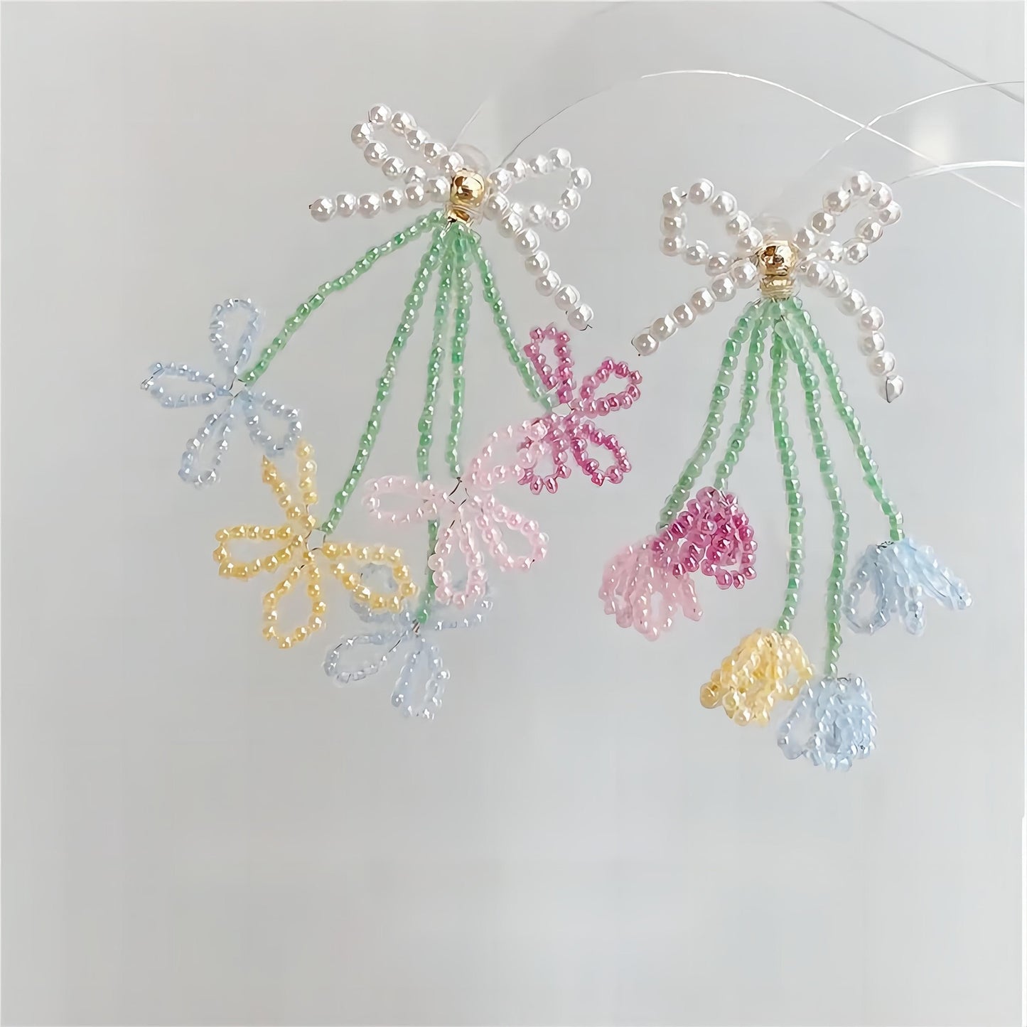 Boucles d'oreilles colorées en perles de tulipe et de papillon