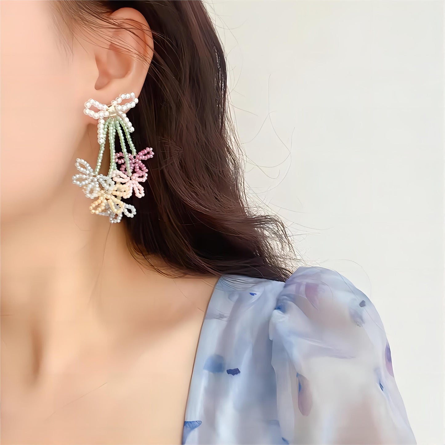Boucles d'oreilles colorées en perles de tulipe et de papillon