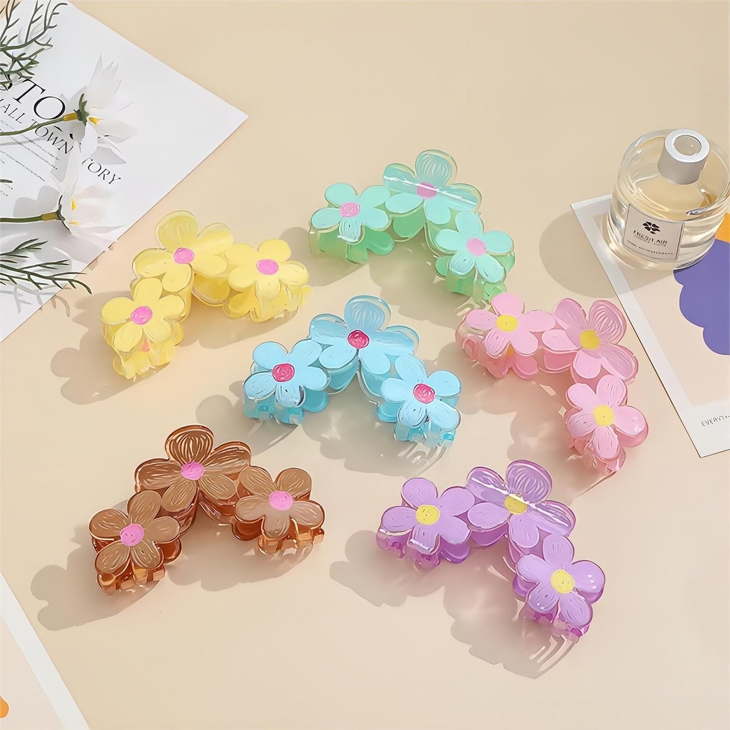 Trendy bunte handgezeichnete Malerei Blume Haarspange