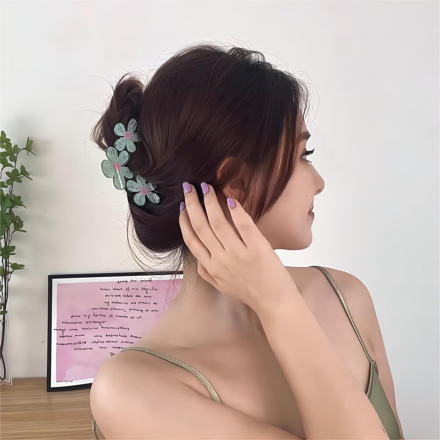 Trendy bunte handgezeichnete Malerei Blume Haarspange