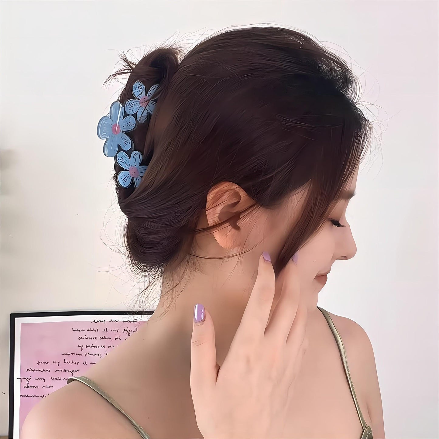 Trendy bunte handgezeichnete Malerei Blume Haarspange