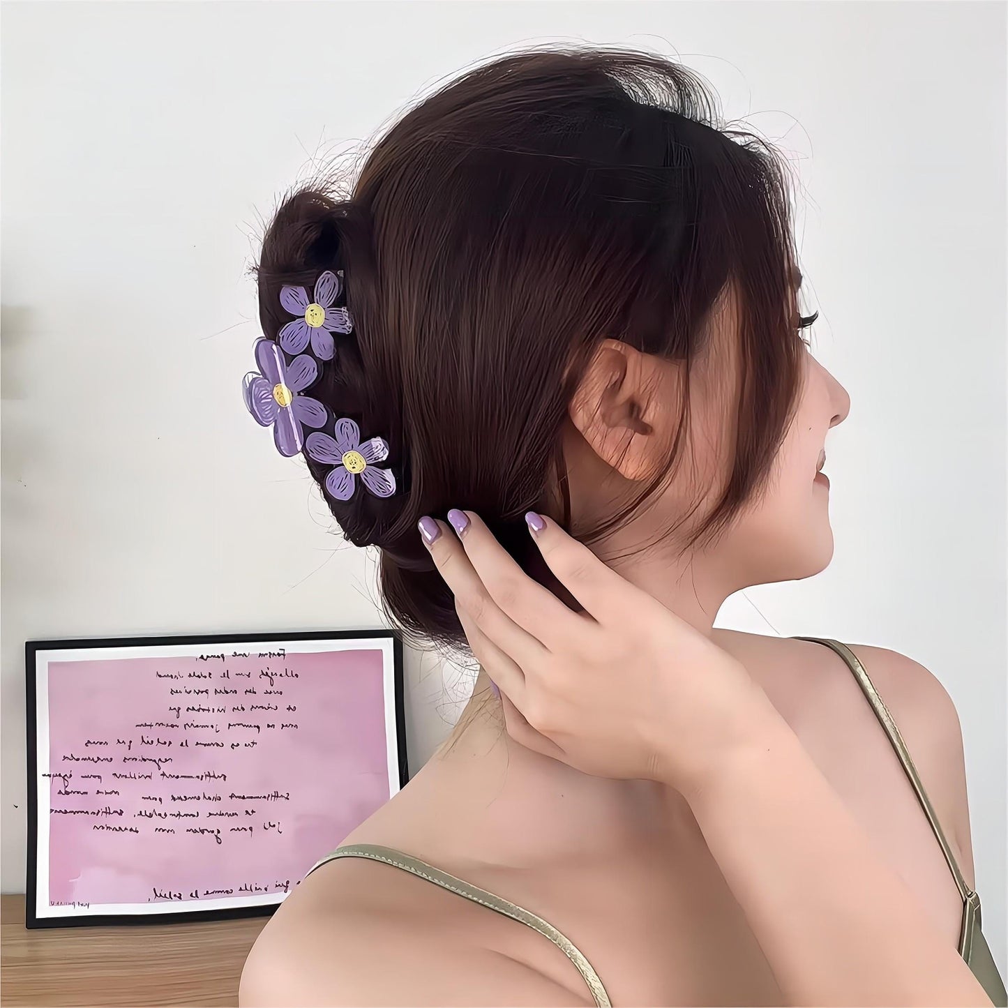 Trendy bunte handgezeichnete Malerei Blume Haarspange