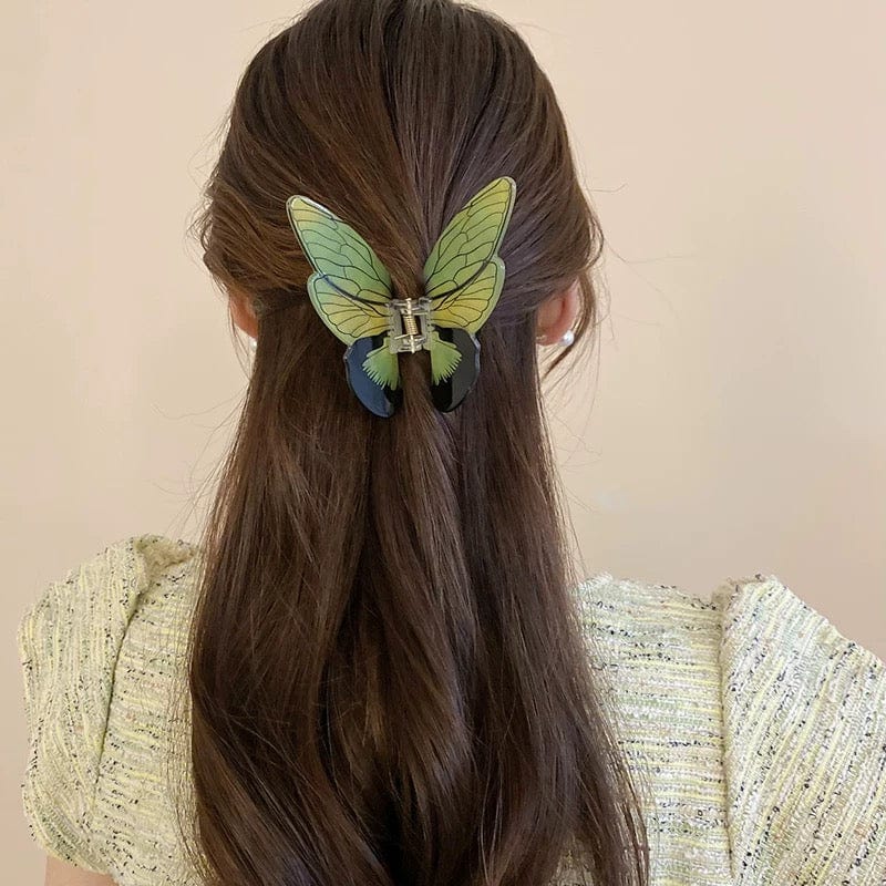 Pince à cheveux papillon vert vif