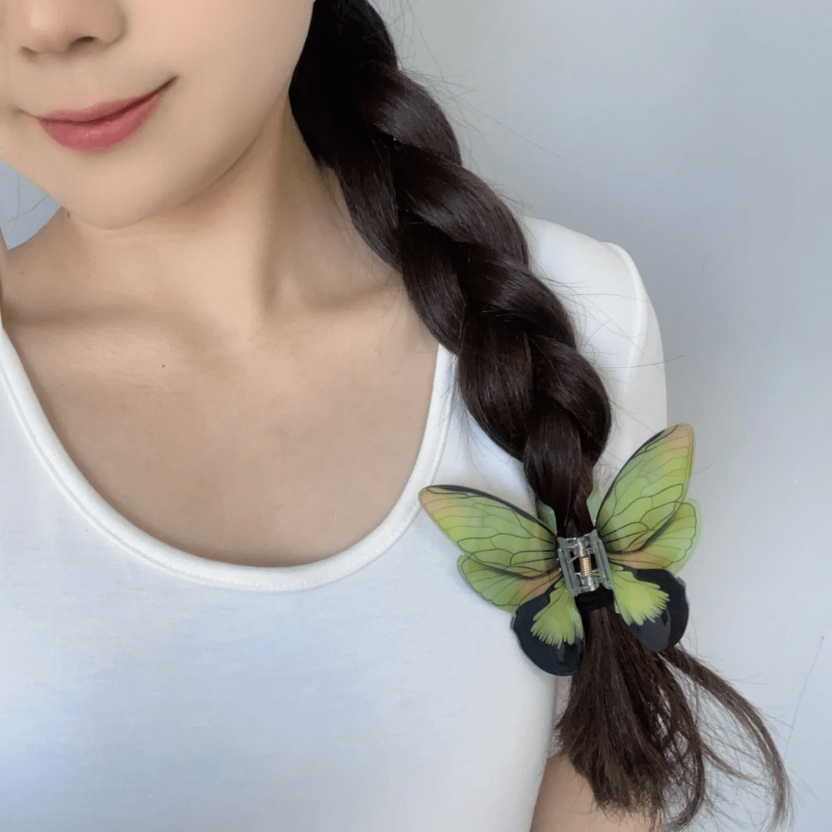 Pince à cheveux papillon vert vif