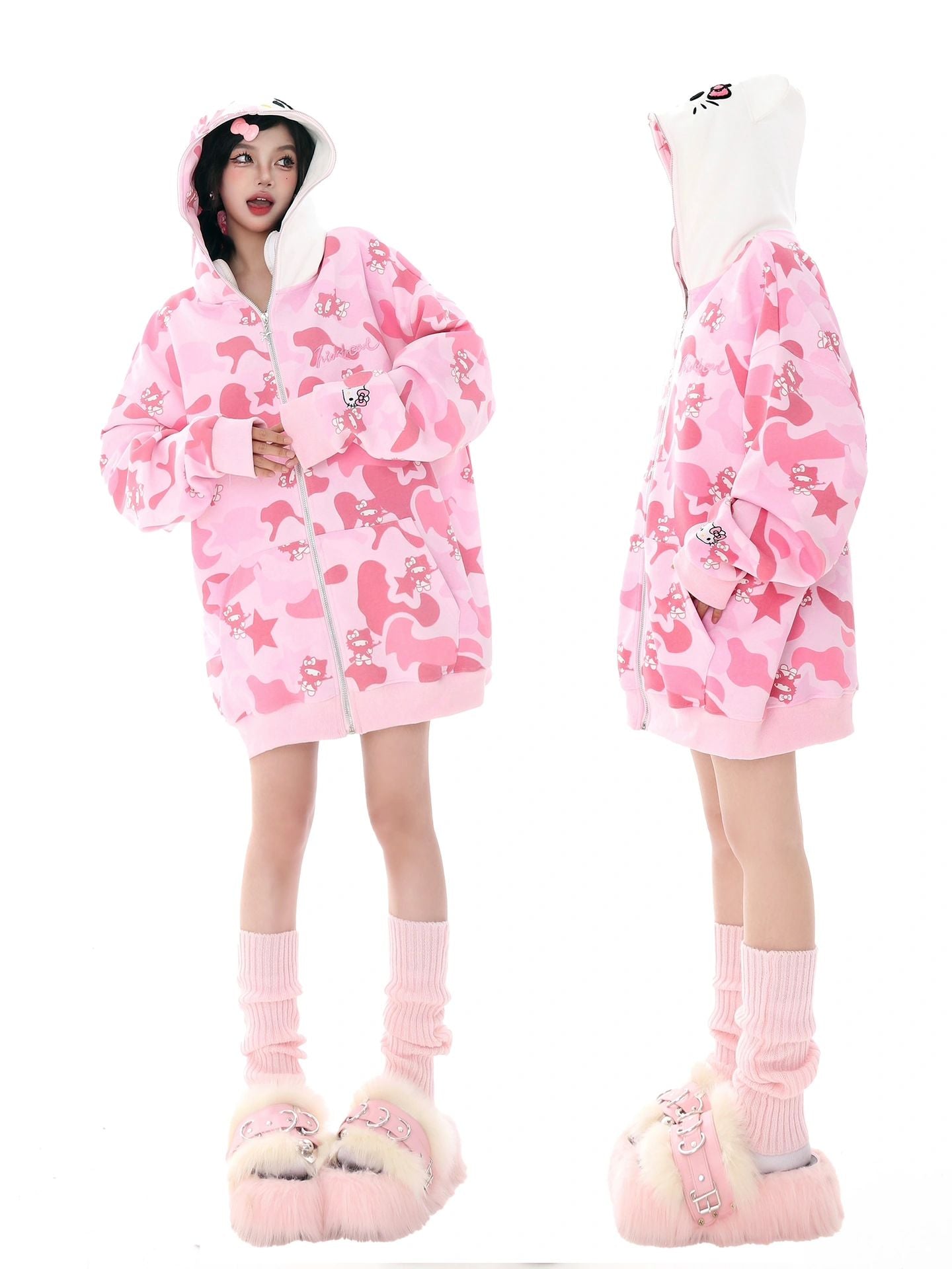 Kitty Camouflage Hoodies Jacket SK442