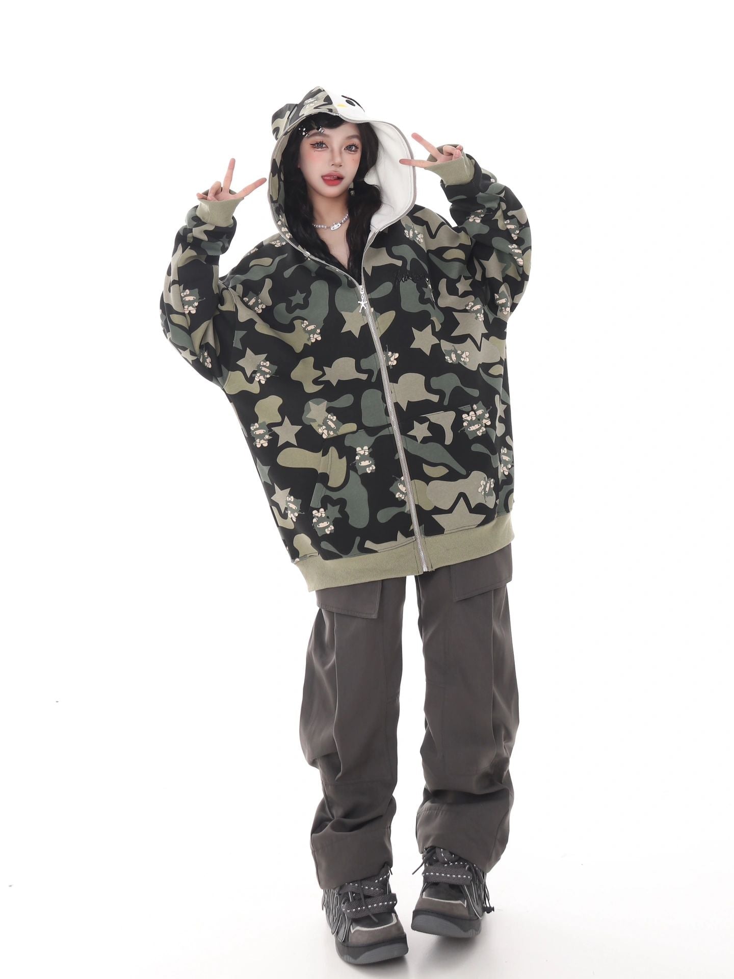 Kitty Camouflage Hoodies Jacket SK442
