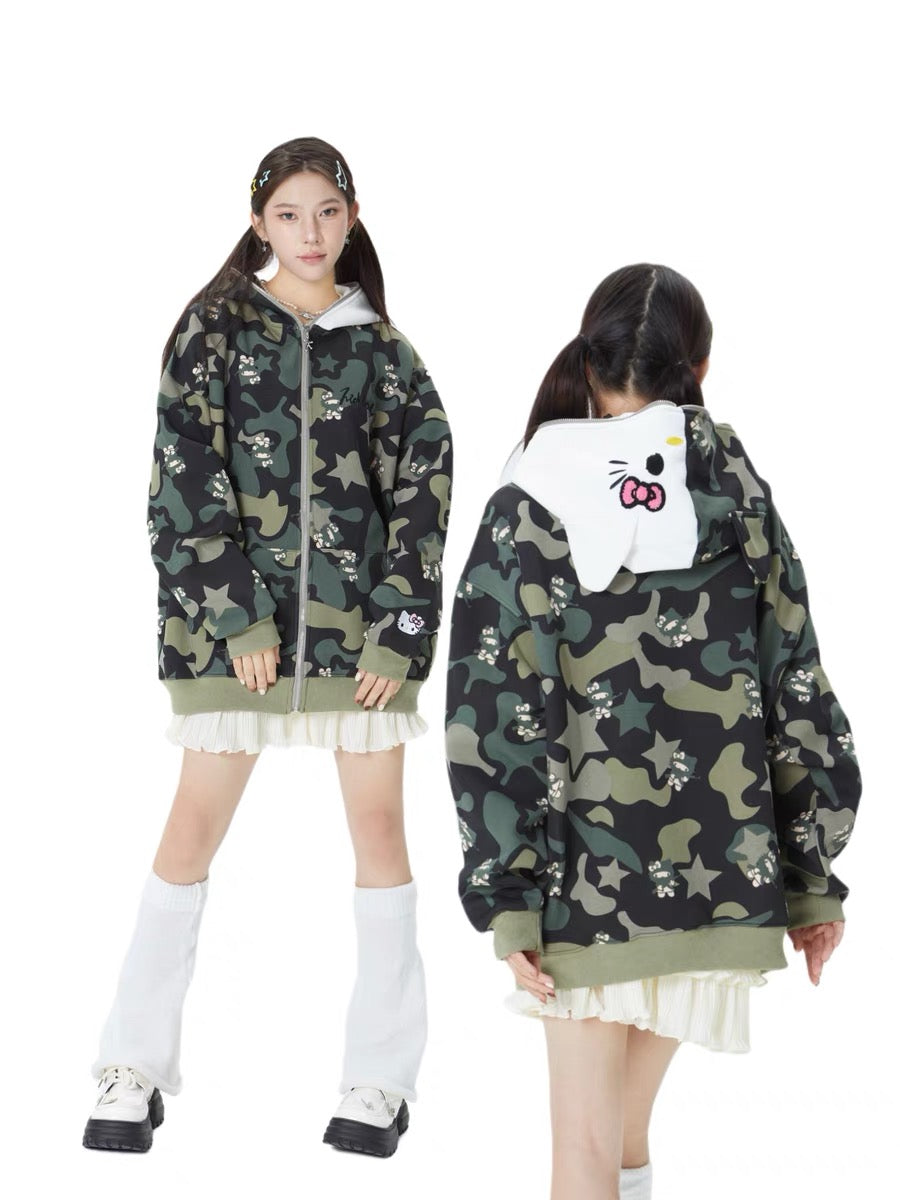 Kitty Camouflage Hoodies Jacket SK442